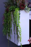 Fiberglass Reddina, trawy i sukulenty w donicy fiberglass, wys. 117cm