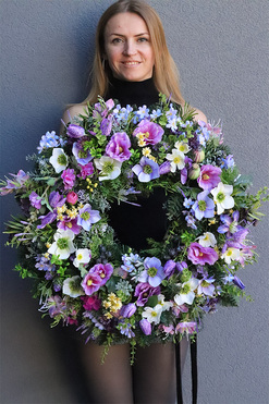 Fioletera, duży wianek na drzwi, śr.56cm 