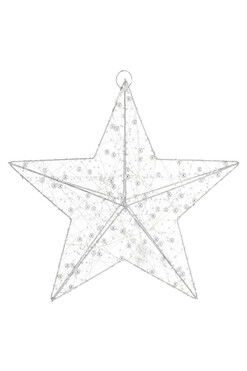 OD RĘKI Christmas Star, zawieszka świąteczna gwiazdka LED, srebrna, wym.30x30cm