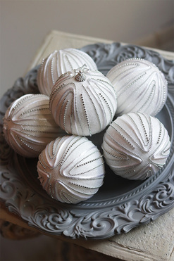 Broccatia White, świąteczne bombki, kpl.6szt, śr.10cm 