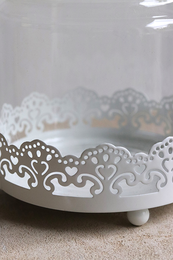 Romantic, lampion szklany z podstawką