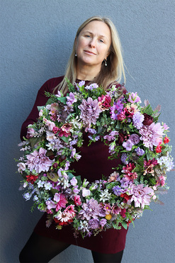 Gerresse, fioletowy wianek na drzwi, śr.55cm