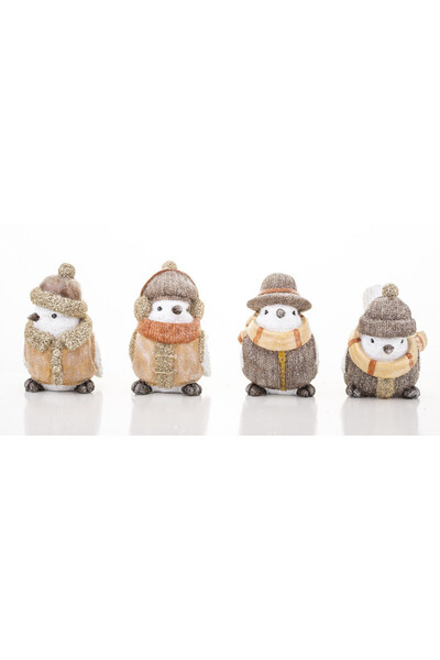 figurki ceramiczne Jesienne Ptaki A, komplet 4 szt. 