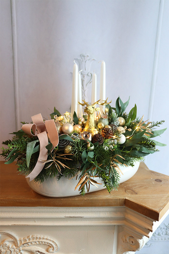 Złota Kraina Pink, adwentowy stroik ze świecami