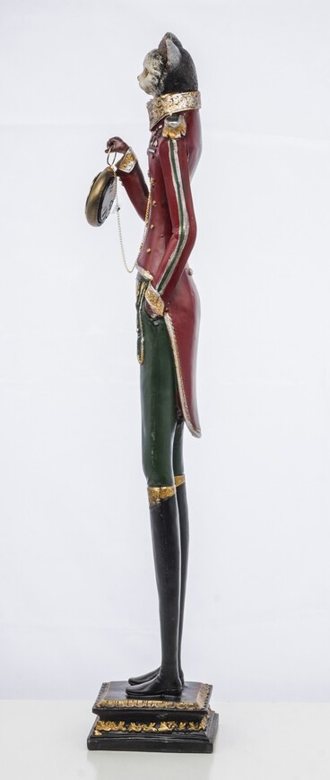 Kot Admirał, figurka z zegarkiem, wym.66x12x10.5cm 