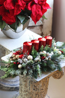 adwentowy stroik świąteczny na stół, Karminowe Szaleństwo, wym.20x55cm 