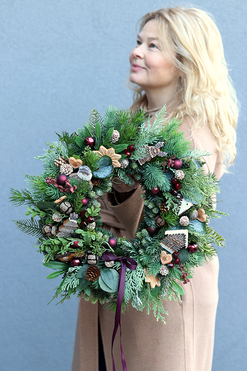 Pod Iglastą Choinką, bożonarodzeniowy wianek na drzwi, śr.40cm