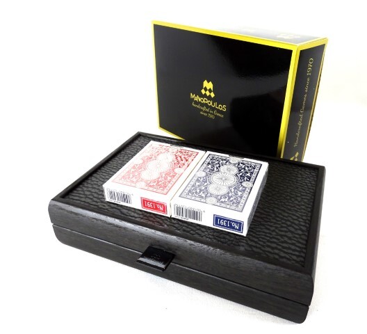 Cards, ekskluzywne karty do gry w drewnianym pudełku, wym.24x17cm