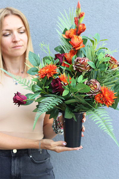 Jeffera, komplet dekoracji nagrobnych, wiązanka + bukiet