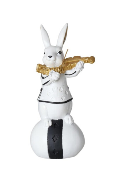 Bunny Black Easter, figurka zajączek ze skrzypcami, wym.9x7x17.5cm