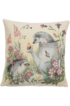 Jeże w Ogrodzie, poszewka gobelinowa dwustronna, 45x45cm 