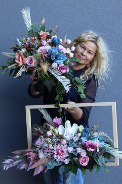 Paysage 2, komplet dekoracji nagrobnych, kompozycja + bukiet 