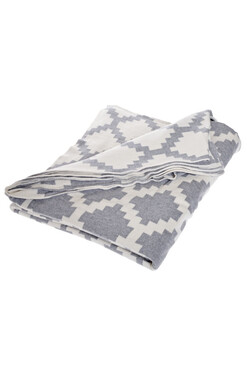 Homey B, koc bawełniany, szare romby, wym.125x150cm