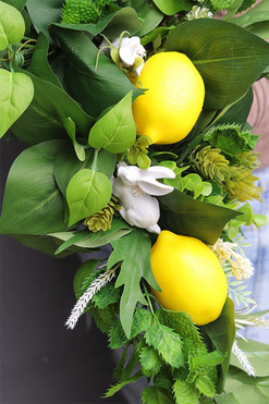 Cytryny, zielona girlanda dekoracyjna z owocami, dł.60cm