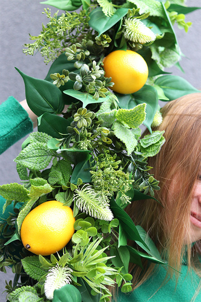 Włoskie Cytryny, zielona girlanda dekoracyjna z owocami