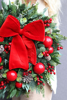 Decoratoria Red, bożonarodzeniowy wianek z kokardą, śr.54cm