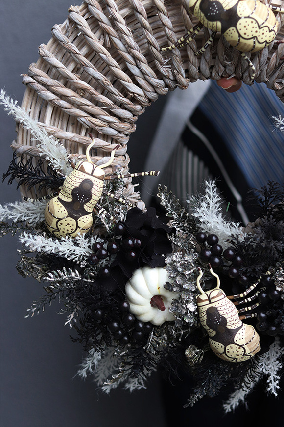 Halloween A, efektowny wianek na drzwi, śr.40cm