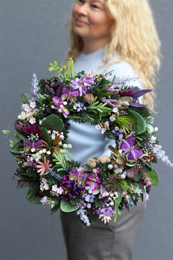 Fioletowy Motylek, wianek na drzwi, śr.35cm