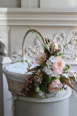 Piwonia XXL, dekorowany koszyczek wielkanocny, wys.37cm