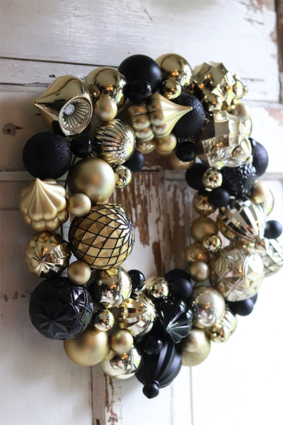 wianek bożonarodzeniowy Bombki Gold & Black