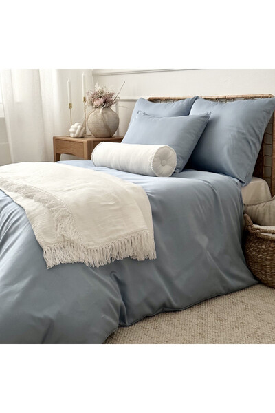 Cotton Minimal, komplet pościeli bawełnianej, błękitna