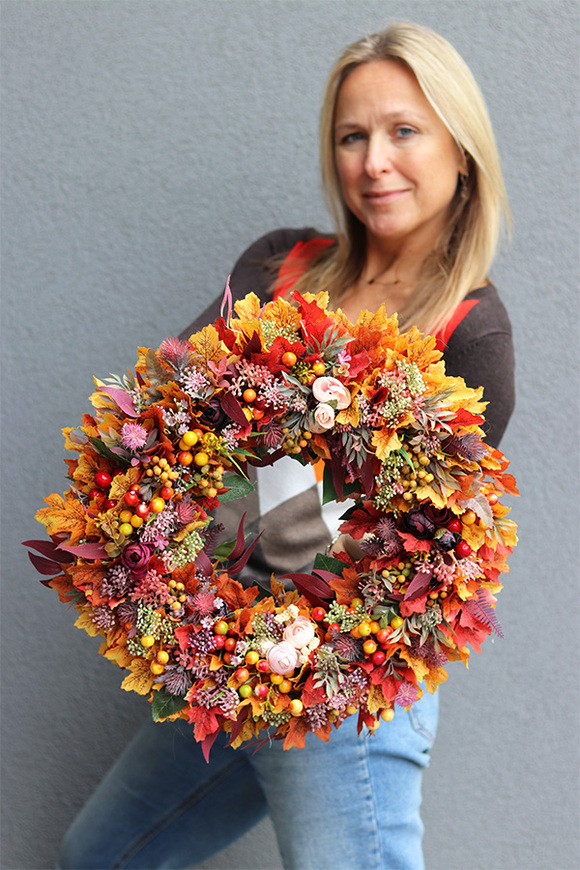 kolorowy jesienny wianek, Pomarańczowe Liście 2