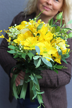 bukiet do wazonu Słoneczna Wiosna, sztuczne kwiaty dł.55cm 