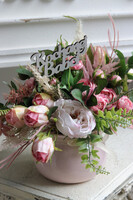 Pink Wish, kompozycja kwiatowa w naczyniu