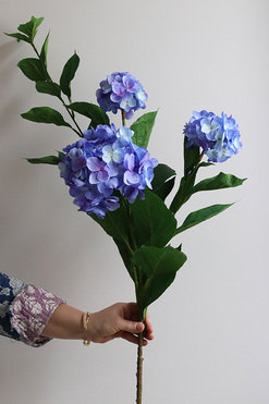 Hortensja Blue, sztuczna niebieska hortensja, gałązka, dł.125cm