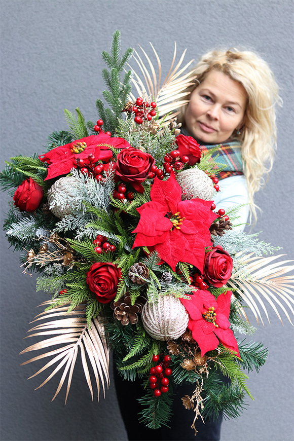 Red&Gold Small, świąteczna wiązanka nagrobna