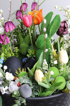 Wiosna w Pełni, stroik wielkanocny w metalowym koszu, wym.