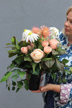 Cappuccina, zestaw dekoracji nagrobnych, kompozycja + bukiet