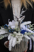 Zimowe Sreberko, wysokiej jakości stroik świąteczny, wym.39x37cm