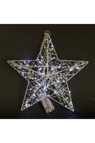 Christmas Star, zawieszka świąteczna gwiazdka LED, srebrna