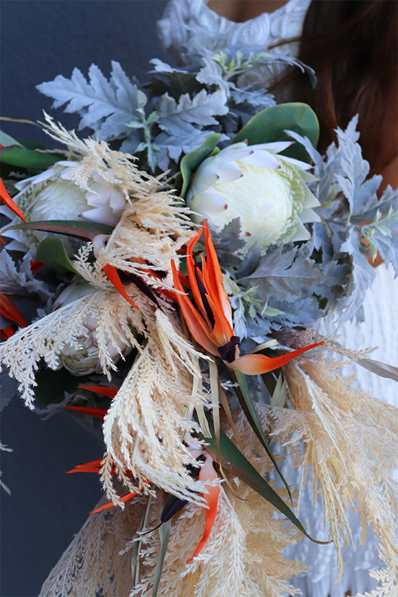 Boho Garden, bukiet do wazonu ze strelicją, wys.100cm