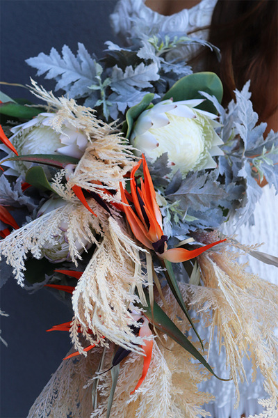 Boho Garden, bukiet do wazonu ze strelicją, wys.100cm