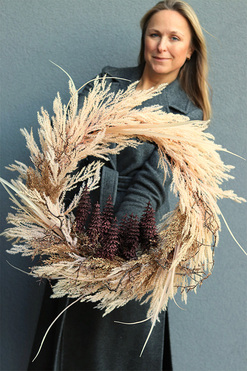 świąteczny wianek Premium Time Beige, śr.55cm