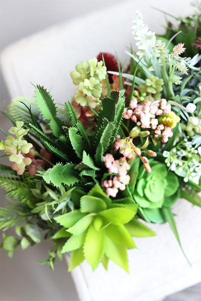 kompozycja sukulenty w długiej donicy, Hektor D, dł.48cm