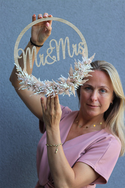 OD RĘKI Boho Love 2, krąg ślubny wianek Mr&Mrs, śr.28cm