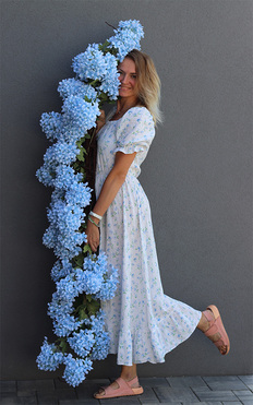 Blue Hydrangea, niebieska dekoracyjna girlanda z hortensji, dł.2m
