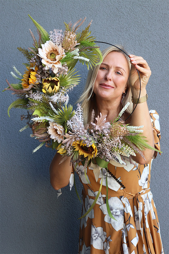 wianek na obręczy Słoneczniki Subtelle, śr.46cm