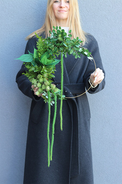  Subtelle Zieleń, zielony wianek na obręczy, rozp.43cm