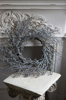 Frozen Woods, zimowy wianek z brokatem, srebrny