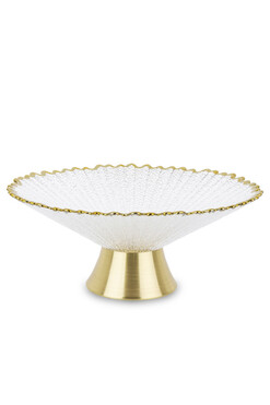 Emia, szklana patera dekoracyjna na nodze, wym.25x25x10.5cm