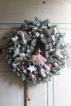 Sen Baletnicy, świąteczny różowy wianek dekoracyjny, śr.38cm 