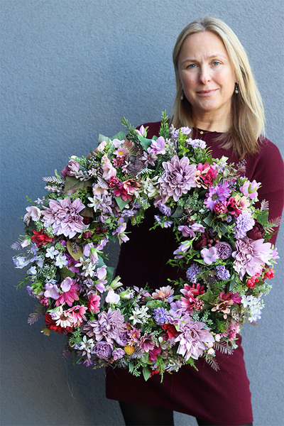 Gerresse, fioletowy wianek na drzwi