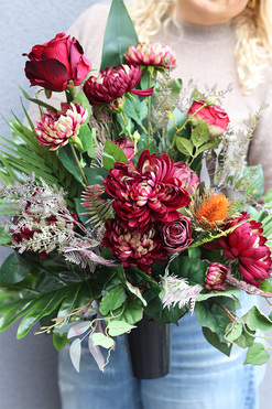 Astry Bordo Love 2, komplet dekoracji nagrobnych, kompozycja + bukiet