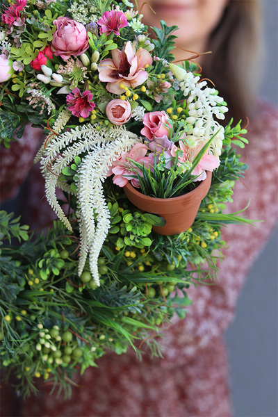 Ogrodowe Doniczki, kwiatowy wianek na drzwi