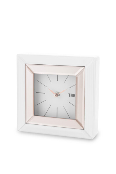 Pinko A, srebrno - różowy zegar gabinetowy, wym.18x18x5cm