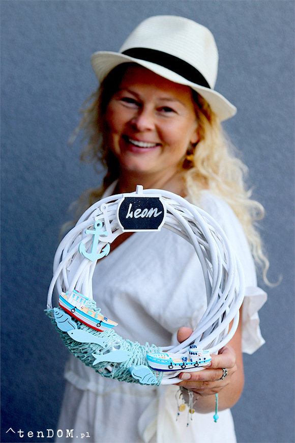 Leon na Morzu, marynistyczny wianek imienny, śr. 23cm